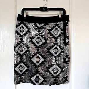The Limited Women's Black Silver Sequin Skirt Size 10